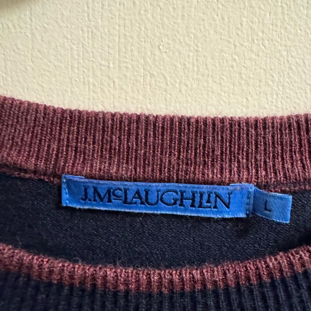 J McLaughlin women’s blue and Red Striped womens Sweater - Picture 4 of 7